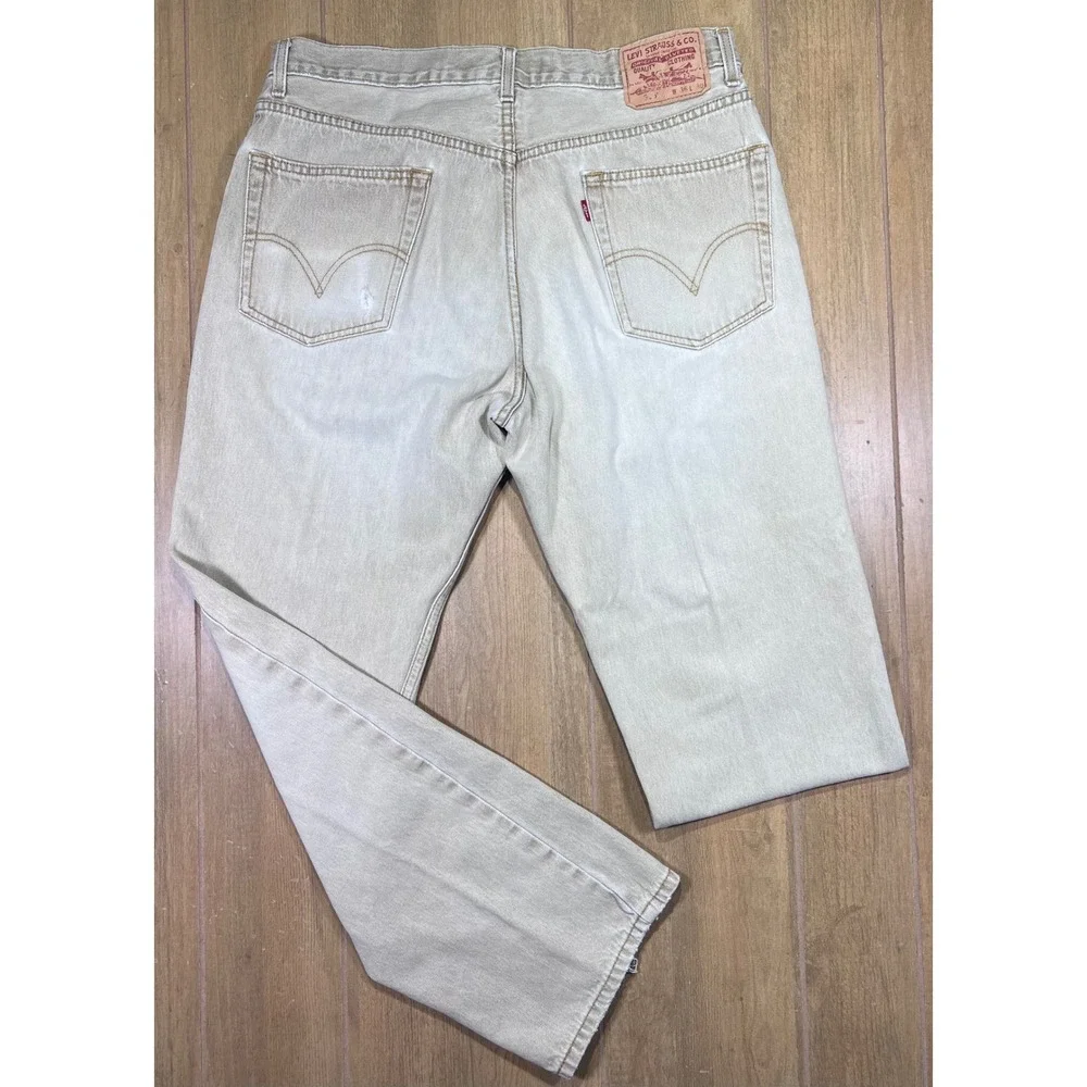 Levi's 505 Regular Fit Jeans Mens 36x30 Khaki Tan Wash Straight Leg vintage Y2K
